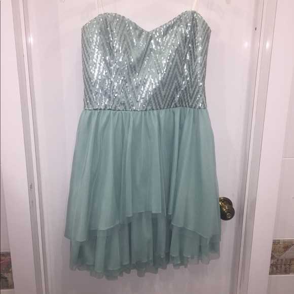 by & by Dresses & Skirts - By&by aqua strapless short junior dress